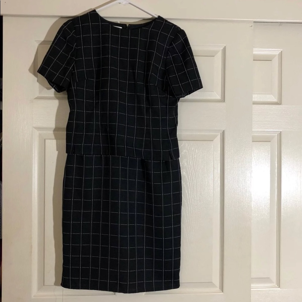 Black white grid dress